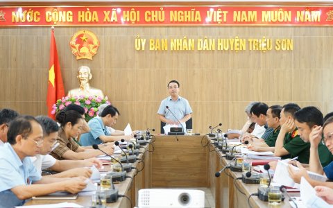 Hội nghị nắm bắt tiến độ triển khai thực hiện nhiệm vụ diễn tập khu vực phòng thủ huyện Triệu Sơn năm 2024