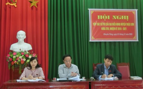 Hội nghị tiếp xúc cử tri của các tổ Đại biểu HĐND huyện với cử tri xã Khuyến Nông, Đồng Lợi, Dân Quyền, Minh Sơn.
