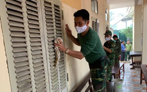 BCH Quân sự huyện với công tác khẩn trương hoàn thành khu vực cách ly Y tế phòng chống Covd-19 trên địa bàn huyện.