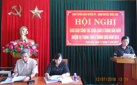 Ban Tuyên giáo Huyện ủy, UBND huyện tổ chức Hội nghị giao ban công tác khoa giáo 6 tháng đầu năm 2018