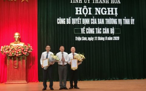 Ban Thường vụ Tỉnh ủy Thanh Hóa Công bố các Quyết định về công tác cán bộ tại huyện Triệu Sơn